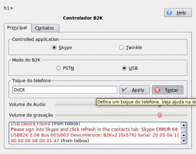 Linux: TELBOX Controlador B2K - kb2kskype no ubuntu